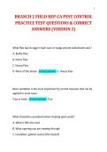 BRANCH 2 FIELD REP-CA PEST CONTROL PRACTICE TEST QUESTIONS & CORRECT ANSWERS &lpar;VERSION 2&rpar;