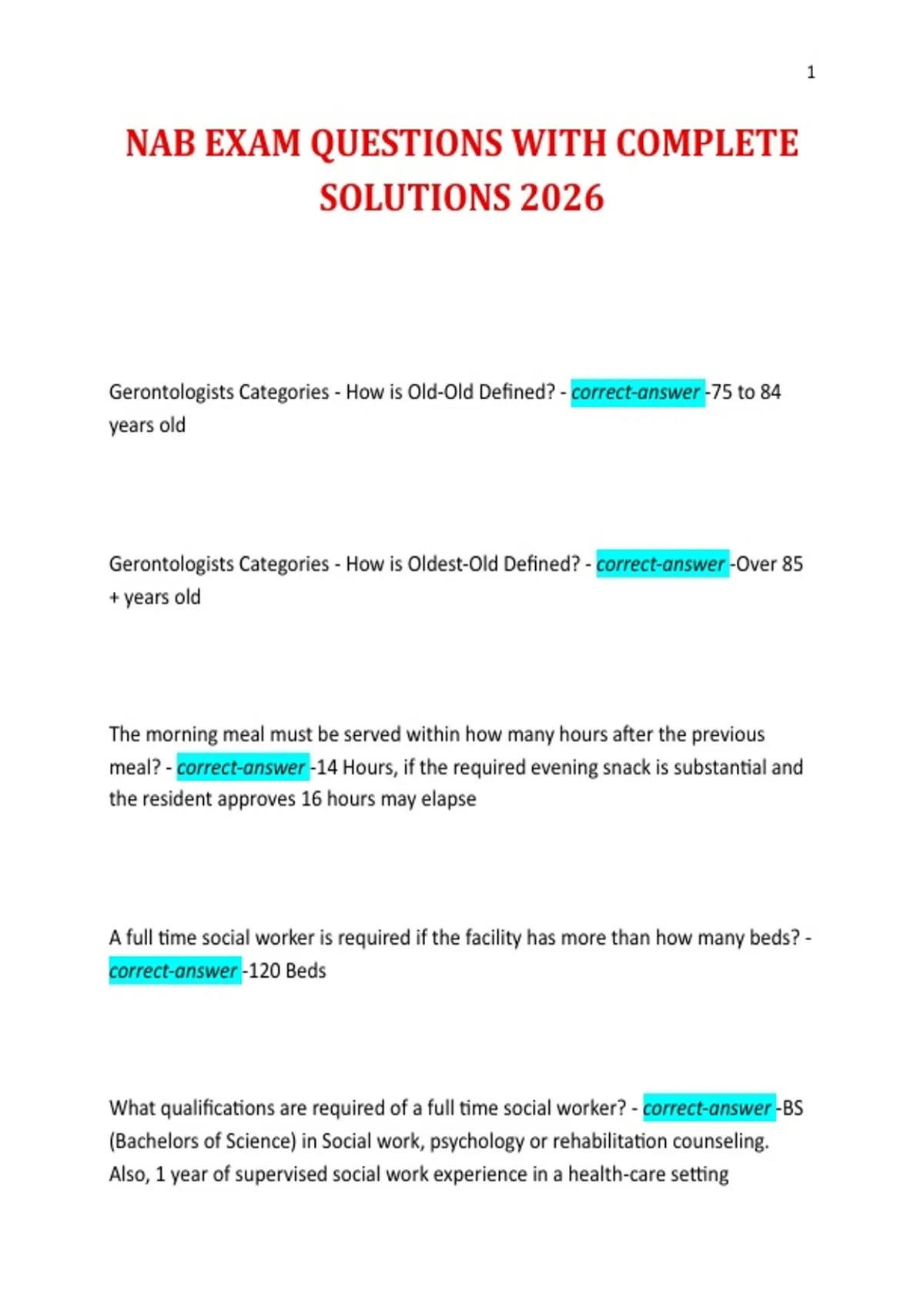 NAB EXAM QUESTIONS WITH COMPLETE SOLUTIONS 2026 - NAB - Stuvia US