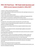 PSYC 102 &ndash; Final Exam UBC&comma; 2026&sol;2027 &ndash; Study Guide Questions with 100&percnt; Correct Answers