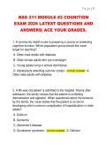 NSG 211 MODULE &num;2 COGNITION  EXAM 2026 LATEST QUESTIONS AND  ANSWERS&vert; ACE YOUR GRADES&period;
