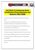 ALT Birth & Postpartum Doula Certification Exam Questions and Answers 100&percnt; PASS