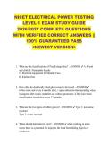 NICET ELECTRICAL POWER TESTING  LEVEL 1 EXAM STUDY GUIDE  2026&sol;2027 COMPLETE QUESTIONS  WITH VERIFIED CORRECT ANSWERS &vert;&vert;  100&percnt; GUARANTEED PASS  <NEWEST VERSION> 