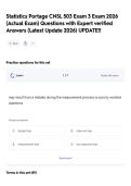 Statistics Portage CNSL 503 Exam 3 Exam 2026 &lpar;Actual Exam&rpar; Questions with Expert verified Answers &lpar;Latest Update 2026&rpar; UPDATE&excl;&excl;