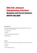 NSG 5140 - Advanced Pathophysiology Final Exam Questions and Correct Answers- SOUTH COLLEGE