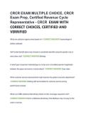 CRCR EXAM MULTIPLE CHOICE&comma; CRCR  Exam Prep&comma; Certified Revenue Cycle  Representative - CRCR  EXAM WITH  CORRECT CHOICES&comma; CERTIFIED AND  VERRIFIED 