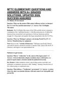 MTTC ELEMENTARY QUESTIONS AND ANSWERS WITH A&plus; GRADED SOLUTIONS&comma; UPDATED 2026&comma; SUCCESS ASSURED