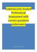 Cybersecurity Analyst Professional Assessment with correct questions and answers