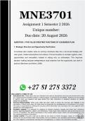 MNE3701 Assignment 1 &lpar;COMPLETE ANSWERS&rpar; Semester 2 2026 - DUE 20 August 2026