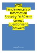 WGU Fundamentals of Information Security D430 with correct questions