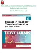 Test Bank for Success in Practical&sol;Vocational Nursing&colon; From Student to Leader &lpar;10th Edition&comma; Carroll&comma; 2024&rpar; &ndash; Chapters 1&ndash;19 Complete Exam Material