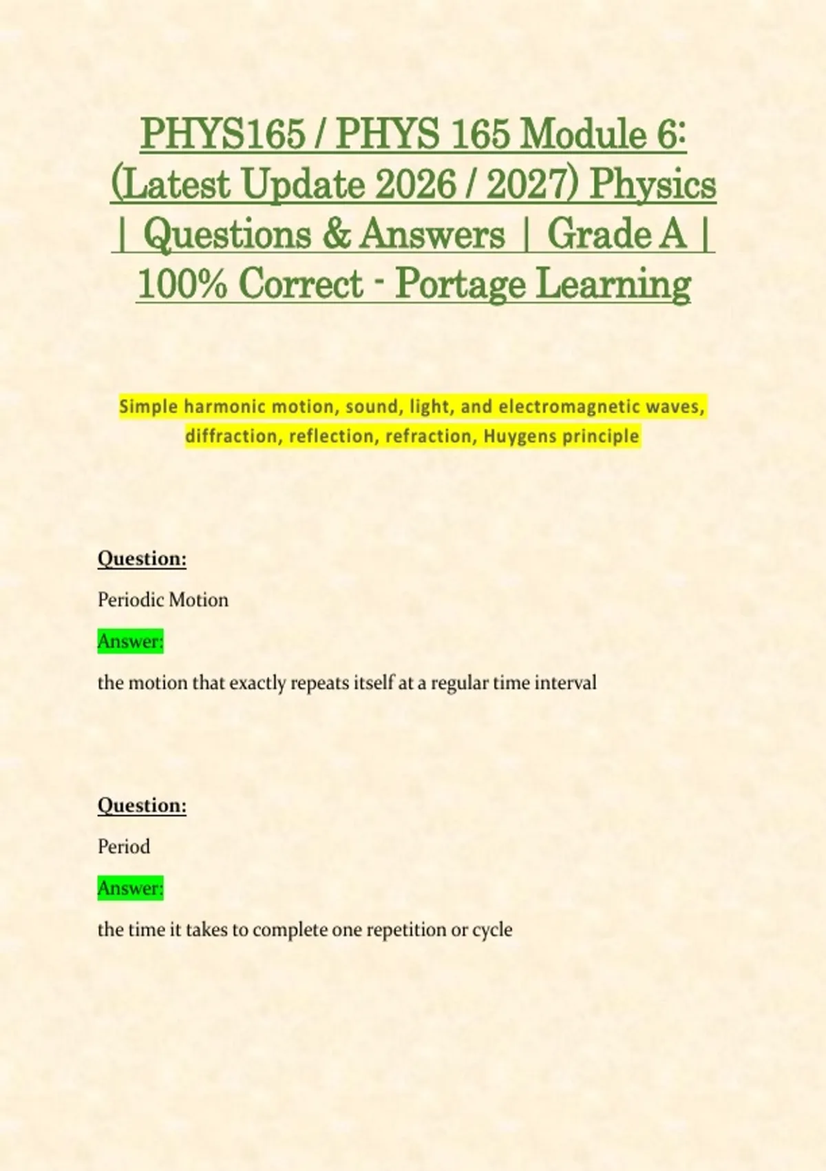 PHYS165 / PHYS 165 Module 6: (Latest Update 2026 / 2027) Physics ...