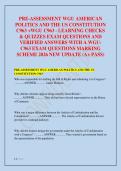 PRE-ASSESSMENT WGU AMERICAN  POLITICS AND THE US CONSTITUTION  C963 &plus;WGU C963 - LEARNING CHECKS  & QUIZZES EXAM QUESTIONS AND  VERIFIED ANSWERS WITH A WGUC963 EXAM QUESTIONS MARKING  SCHEME 2026 NEW UPDATE &lpar;A&plus; PASS&rpar;