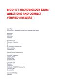 BIOD 171 MICROBIOLOGY EXAM  QUESTIONS AND CORRECT  VERIFIED ANSWERS