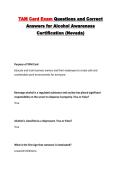 TAM Card Exam Questions and Correct Answers for Alcohol Awareness Certification &lpar;Nevada&rpar;