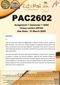 PAC2602 Assignment 1 &lpar;COMPLETE ANSWERS&rpar; Semester 1 2026 &lpar;285356&rpar; - DUE 31 March 2026
