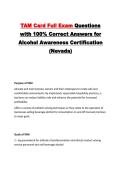 TAM Card Full Exam Questions with 100&percnt; Correct Answers for Alcohol Awareness Certification &lpar;Nevada&rpar;