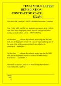 TEXAS MOLD  REMEDIATION  CONTRACTOR STATE  EXAM QUESTIONS AND ANSWERS 2026