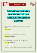 PORTAGE LEARNING A&P II&colon; FINAL EXAM ACTUAL 2026 QUESTIONS AND VERIFIED ANSWERS