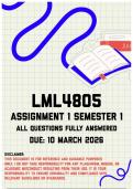 LML4805 Assignment 1 Semester 1 Memo &vert; Due 10 March 2026