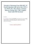 Principles of Marketing Exam 2026-2027&colon; 70 Practice Questions