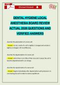 DENTAL HYGIENE LOCAL ANESTHESIA BOARD REVIEW ACTUAL 2026 QUESTIONS AND VERIFIED ANSWERS