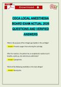 CDCA LOCAL ANESTHESIA BOARD EXAM ACTUAL 2026 QUESTIONS AND VERIFIED ANSWERS