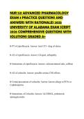 NUR 521 ADVANCED PHARMACOLOGY EXAM 3 PRACTICE QUESTIONS AND ANSWERS WITH RATIONALES 2025 UNIVERSITY OF ALABAMA EXAM SCRIPT 2026 COMPREHENSIVE QUESTIONS WITH SOLUTIONS GRADED A&plus;