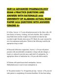 NUR 521 ADVANCED PHARMACOLOGY EXAM 3 PRACTICE QUESTIONS AND ANSWERS WITH RATIONALES 2025 UNIVERSITY OF ALABAMA ACTUAL EXAM PAPER 2026 QUESTIONS WITH ANSWERS GRADED A&plus;