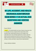 NY LIFE&comma; ACCIDENT&comma; AND HEALTH INSURANCE AGENT&sol;BROKER EXAM SERIES 17-55 ACTUAL 2026 QUESTIONS AND VERIFIED ANSWERS