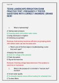 TEXAS LANDSCAPE IRRIGATION EXAM  PRACTICE TEST &vert; FREQUENTLY TESTED  QUESTIONS WITH CORRECT ANSWERS &vert; BRAND  NEW&excl;