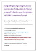 Certified Engineering Geologist Licensure  Exam Practice Test Questions And Correct  Answers &lpar;Verified Answers&rpar; Plus Rationales  2026 Q&A &vert; Instant Download Pdf 