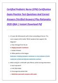 Certified Pediatric Nurse &lpar;CPN&rpar; Certification  Exam Practice Test Questions And Correct  Answers &lpar;Verified Answers&rpar; Plus Rationales  2026 Q&A &vert; Instant Download Pdf