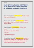 NASM PERSONAL TRAINING CERTIFICATION  EXAM &vert; FREQUENTLY TESTED QUESTIONS  WITH CORRECT ANSWERS &vert; BRAND NEW&excl;