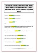 ORTHOPEDIC TECHNOLOGIST NATIONAL BOARD CERTIFICATION&vert;QUESTIONS AND 100&percnt; CORRECT ANSWERS&vert;LATEST &excl;&excl;&excl;&excl;2026&vert;GRADED A&plus;&vert; &lpar;EXAM READY&rpar;