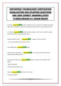 ORTHOPEDIC TECHNOLOGIST CERTIFICATION EXAM&semi;CASTING AND SPLINTING&vert;QUESTIONS AND 100&percnt; CORRECT ANSWERS&vert;LATEST &excl;&excl;&excl;&excl;2026&vert;GRADED A&plus;&vert; &lpar;EXAM READY&rpar;