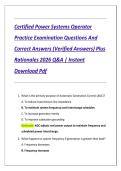 Certified Power Systems Operator  Practice Examination Questions And  Correct Answers &lpar;Verified Answers&rpar; Plus  Rationales 2026 Q&A &vert; Instant  Download Pdf