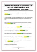 ORTHOPEDIC NURSING NCLEX STYLE&vert;QUESTIONS AND 100&percnt; CORRECT ANSWERS&vert;LATEST &excl;&excl;&excl;&excl;2026&vert;GRADED A&plus;&vert; &lpar;EXAM READY&rpar;
