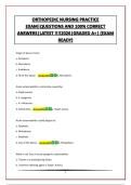 ORTHOPEDIC NURSING PRACTICE EXAM&vert;QUESTIONS AND 100&percnt; CORRECT ANSWERS&vert;LATEST &excl;&excl;&excl;&excl;2026&vert;GRADED A&plus;&vert; &lpar;EXAM READY&rpar;