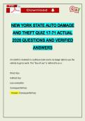 NEW YORK STATE AUTO DAMAGE AND THEFT QUIZ 17-71 ACTUAL 2026 QUESTIONS AND VERIFIED ANSWERS