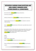 ORTHOPEDIC NURSING EXAM&vert;QUESTIONS AND 100&percnt; CORRECT ANSWERS&vert;LATEST &excl;&excl;&excl;&excl;2026&vert;GRADED A&plus;&vert; &lpar;EXAM READY&rpar;