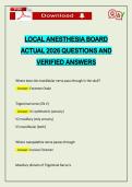 LOCAL ANESTHESIA BOARD ACTUAL 2026 QUESTIONS AND VERIFIED ANSWERS