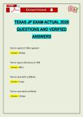 TEXAS JP EXAM ACTUAL 2026 QUESTIONS AND VERIFIED ANSWERS