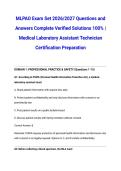 MLPAO Exam Set 2026&sol;2027 Questions and Answers Complete Verified Solutions 100&percnt; &vert; Medical Laboratory Assistant Technician Certification Preparation