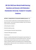 NR 326 CMS Exam Mental Health Nursing &vert; Questions and Answers with Rationales &vert; Chamberlain University &vert; Graded A&plus; Complete Solutions