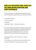 NURS 6540 ADVANCED FINAL EXAM 2026 TEST BANK REVIEW QUESTIONS AND STUDY RATIONALES
