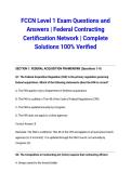 FCCN Level 1 Exam Questions and Answers &vert; Federal Contracting Certification Network &vert; Complete Solutions 100&percnt; Verified
