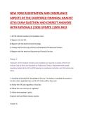 NEW YORK REGISTRATION AND COMPLIANCE  ASPECTS OF THE CHARTERED FINANCIAL ANALYST  &lpar;CFA&rpar; EXAM QUESTION AND CORRECT ANSWERS  WITH RATIONALE &vert;2026 UPDATE &vert;100&percnt; PASS 