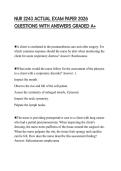 NUR 2243 ACTUAL EXAM PAPER 2026 QUESTIONS WITH ANSWERS GRADED A&plus;