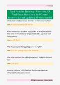 Food Handler Training - Riverside&comma; CA  Final Exam Questions and Correct  Answers&sol; Latest Update &sol; Already Graded