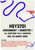 HSY3701 Assignment 1 &lpar;Research Proposal&rpar; Semester 1 Memo &vert; Due 23 March 2026